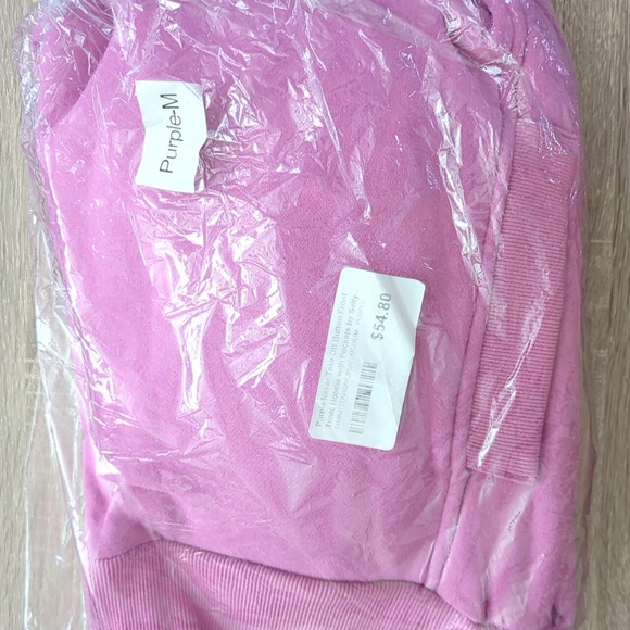 Salty Wave Purple Never Take Off Button Front Tunic Hoodie with Pockets- M - Picture 2 of 14